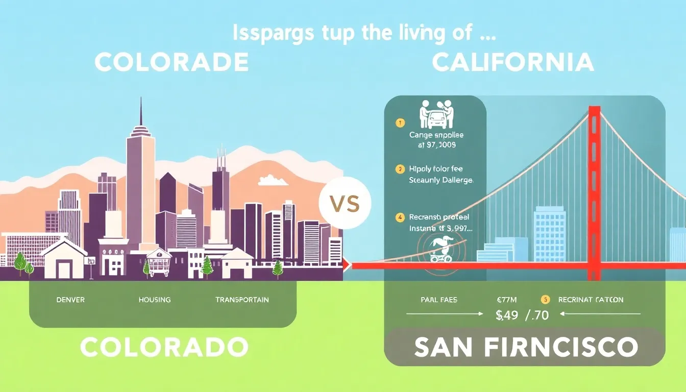 illustration comparing cost of living in Colorado and California.